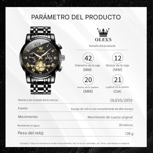 OLEVS IMPERIAL - Reloj de lujo con indicador de fase lunar para hombre