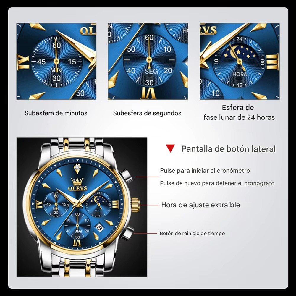 OLEVS 3639 - Fase lunar reloj para hombre