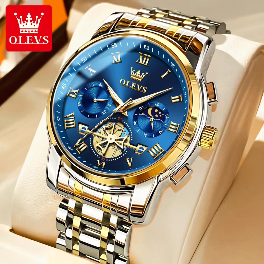 GOLDEN OLEVS - Reloj de lujo con múltiples funciones para hombre (Tiktok)