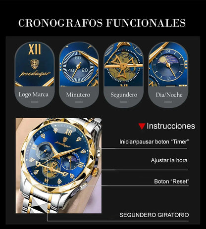 VANGUARD – Reloj de lujo con incrustaciones de cristal para hombre