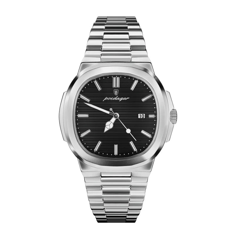POEDAGAR – Reloj único con brazalete de acero integrado para hombre