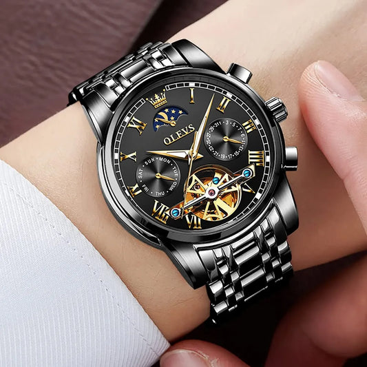 OLEVS IMPERIAL -  Reloj de lujo con indicador de fase lunar para hombre