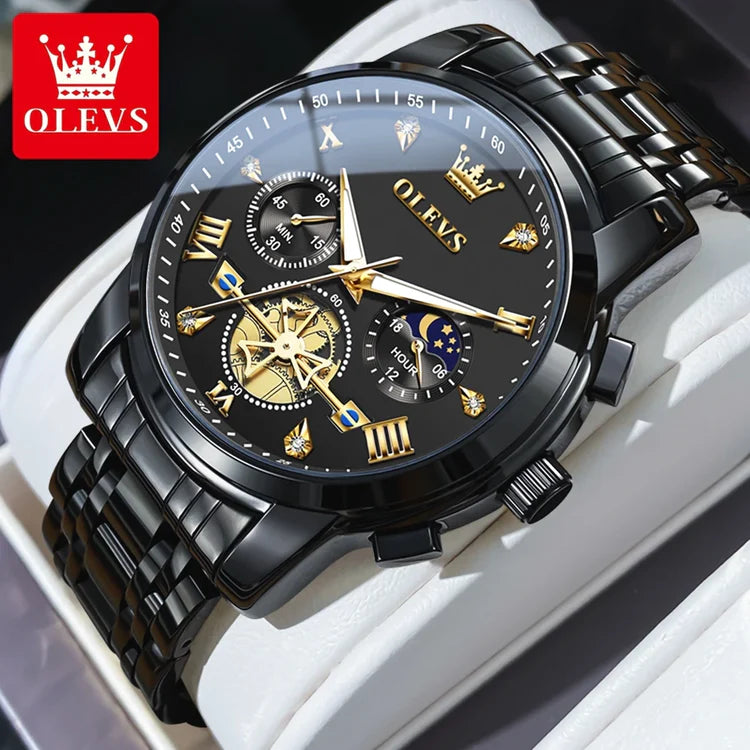 OLEVS IMPERIAL -  Reloj de lujo con indicador de fase lunar para hombre