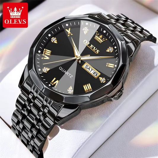 OLEVS-reloj de cuarzo con espejo de corte de diamante para hombre