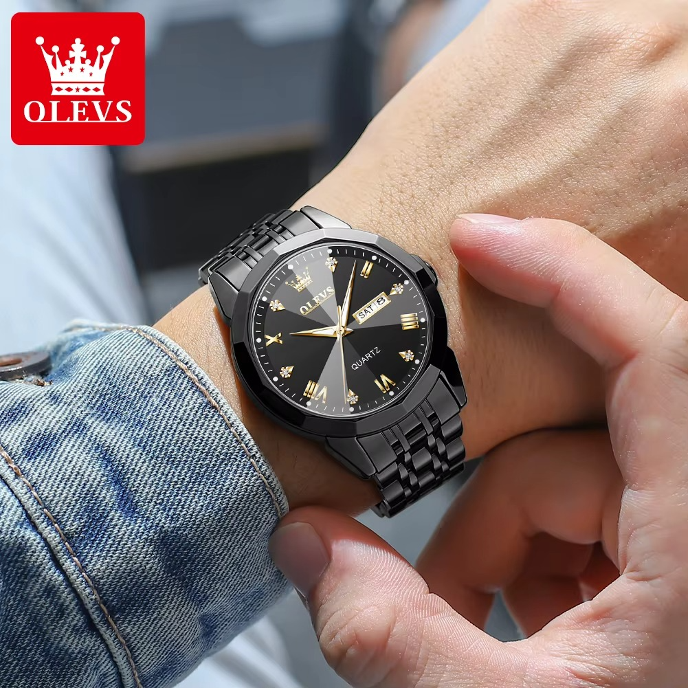 OLEVS-reloj de cuarzo con espejo de corte de diamante para hombre