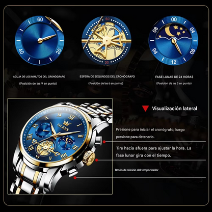 GOLDEN OLEVS -  Reloj de lujo con múltiples funciones para hombre