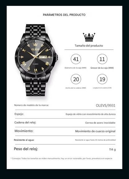 OLEVS-reloj de cuarzo con espejo de corte de diamante para hombre