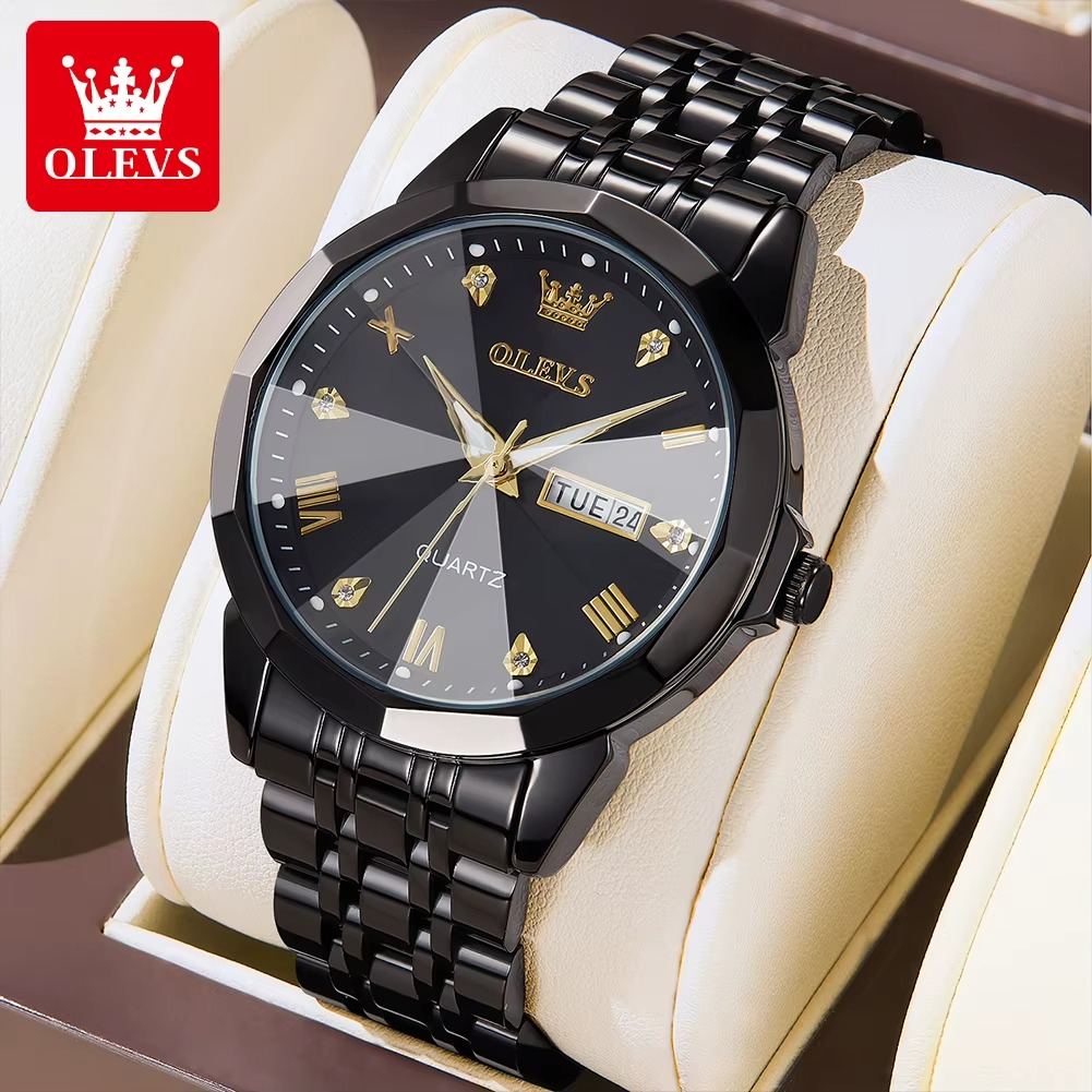 OLEVS-reloj de cuarzo con espejo de corte de diamante para hombre
