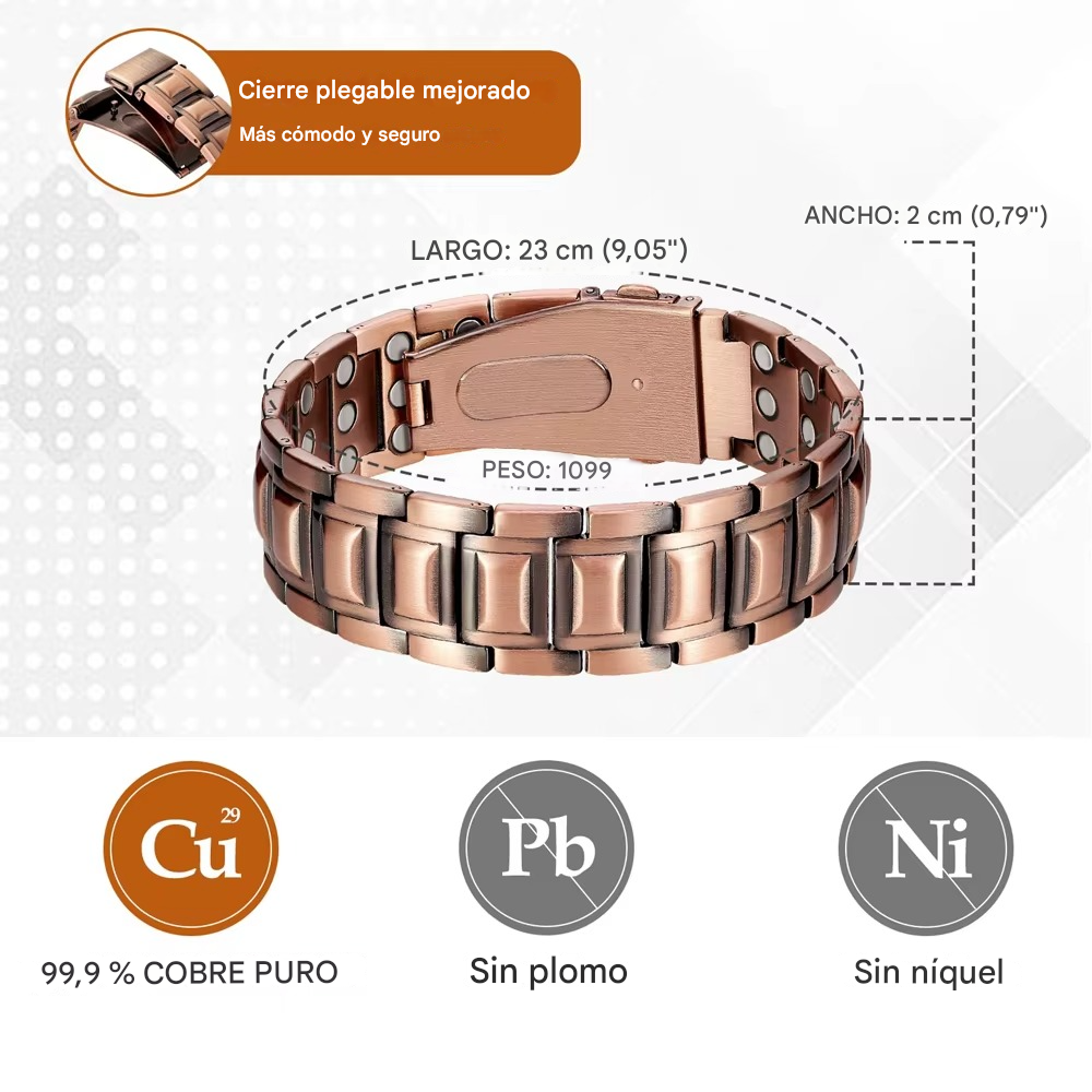 ARADOO 3X - Pulsera magnética de cobre para hombres