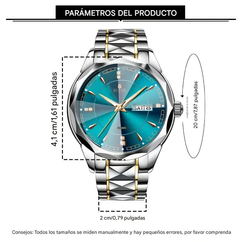 RUIGE - Reloj de Cuarzo de Lujo para Hombres