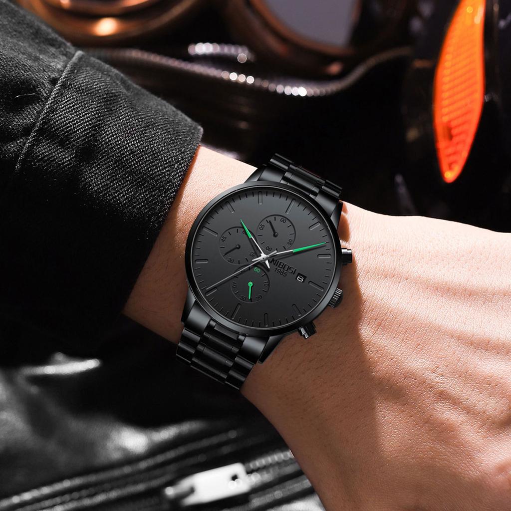 NIBOSI- reloj analógico resistente al agua para hombre